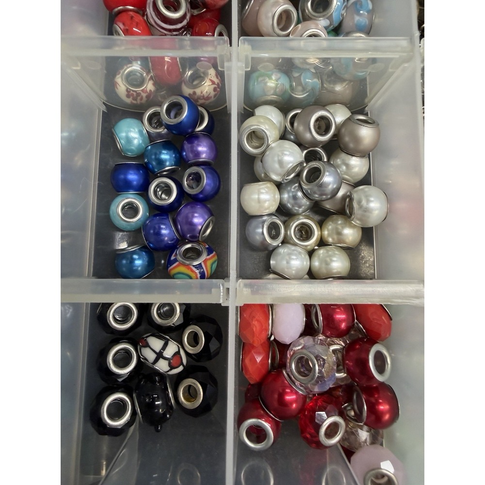 Large Collection of Assorted European-Style Glass Charm Beads Jewelry Maker Lot - Picture 4 of 7